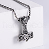 Viking Stainless Steel Hammer Pendant Fashionable Street Style Necklaces for Trendy Men IS7390-1