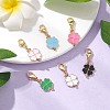 Clover Alloy Enamel Pendant Decorations HJEW-JM03117-1