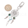 4Pcs Woven Net/Web with Wing Alloy & Synthetic Turquoise Cross Round Pendant Decoration HJEW-JM03055-3
