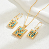 Rectangle Synthetic Turquoise Dangle Earrings & Pendant Necklaces Set YJ4866-1