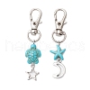 Starfish Turtle Synthetic Turquoise Pendant Decorations HJEW-JM03209-01-2