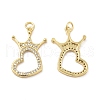Brass Micro Pave Clear Cubic Zirconia Pendants KK-E068-VB184-1