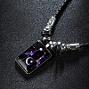 Luminous Alloy Glass Rectangle with Constellation Pendant Black Braided PU Leather Cord Necklaces WGCC9BA-03-1