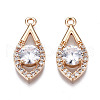 Brass Micro Pave Clear Cubic Zirconia Pendants KK-S359-097-RS-2