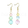 Dyed Natural Selenite Beaded Dangle Earrings for Women EJEW-JE06049-3