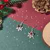 Christmas Snowflake Alloy Dangle Earrings with Glass Beads EJEW-TA00077-2