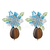 Handmade Glass Seed Beads Natural Tiger Eye Stud Earrings EJEW-MZ00449-02-2