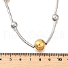 304 Stainless Steel Curved Tube Round Beaded Necklaces NJEW-R030-01GP-5