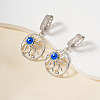 Brass Cubic Zirconia Evil Eye Hoop Earrings UK0566-1