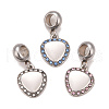 304 Stainless Steel Rhinestone European Dangle Charms STAS-F278-22P-1