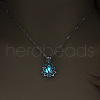 Alloy Lotus Cage Pendant Necklace with Synthetic Luminaries Stone LUMI-PW0001-044P-A-1