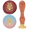 Brass Wax Seal Stamps with Rosewood Handle AJEW-WH0412-0098-1