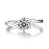 Mother's Day Rings Rhodium Plated 925 Sterling Silver Moissanite Rhinestone Solitaire Ring AJEW-U007-24P-2