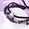 Adjustable Natural Amethyst & Hematite Braided Bead Bracelets BJEW-U035-01C-3