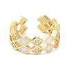 Double Row Rhombus Real 18K Gold Plated Cuff Rings for Girl Women ZIRC-C021-09G-1