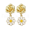 Daisy Flower Brass Dangle Stud Earrings EJEW-S277-04G-4