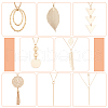 ANATTASOUL 8Pcs 8 Style Triangle & Leaf & Flat Round & Rectangle Alloy Pendant Necklace with Cable Chains NJEW-AN0001-15-3