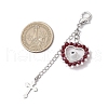 Handmade Evil Eye Lampwork & Glass Seed Beaded Heart Pendant Decorations HJEW-MZ00211-05-3