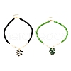 2Pcs Leaf Alloy Enamel Pendant Necklaces for Women NJEW-JN05350-2
