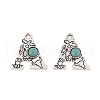 Synthetic Turquoise & Alloy Pendants PALLOY-H146-01AS-A-1