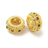 Rack Plating Brass Micro Pave Colorful Cubic Zirconia European Beads KK-L215-016A-G-1