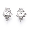 Rhodium Plated 925 Sterling Silver Micro Pave Clear Cubic Zirconia Star Charms for Half Drilled Beads STER-T007-26P-2