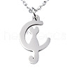 201 Stainless Steel Kitten Pendant Necklaces NJEW-S105-JN588-40-1-1