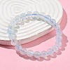 Natural Aquamarine Round Bead Stretch Bracelets for Men Women BJEW-U034-01C-02-3