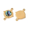 304 Stainless Steel Natural Paua Shell Flat Round Connector Charms STAS-L288-14G-01-2