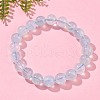 Natural Aquamarine Round Bead Stretch Bracelets for Men Women BJEW-U034-01A-01-2