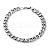 Non-Tarnish 304 Stainless Steel Cuban Link Chain Bracelet for Men Women BJEW-C048-02P-1