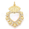 Brass Micro Pave Clear Cubic Zirconia Pendants KK-N268-44G-1