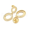 Oval Brass Pave Clear Cubic Zirconia Dangle Stud Earrings EJEW-M258-25G-2