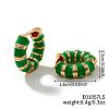 Brass Striped Enamel Bamboo Hoop Earrings YF1194-6-1