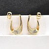 Brass Micro Pave Clear Cubic Zirconia Stud Earrings for Women EJEW-U056-04A-G-1