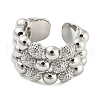 Brass Round Beaded Open Cuff Ring RJEW-Q782-01P-2