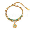 304 Stainless Steel & Natural Amazonite Beaded Double Layer Bracelets FS-WG81BCE-10-2