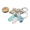 26Pcs Transparent Epoxy Resin & Transparent Acrylic & Faux Suede Tassel Keychain KEYC-JKC01202-08-5
