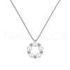 Round Ring 925 Sterling Silver Micro Pave Cubic Zirconia Pendant Necklaces for Women NJEW-F338-07P-2