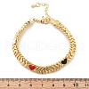 Brass Enamel Heart Links Bracelets for Women BJEW-B125-07G-5