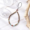 Natural & Green Aventurine & Carnelian & Wood Round Beaded Phone Hand Strap Chains HJEW-JM03364-03-1