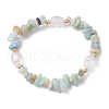 Natural Flower Amazonite Chip & Cuboid Beaded Stretch Bracelets for Women BJEW-JB10808-04-1