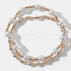2Pcs 2 Styles Round Brass Beads Stretch Bracelets for Women IB6055-5