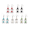 5 Pairs 5 Styles Natural & Synthetic Mixed Gemstone Round Beaded Dangle Earrings EJEW-JE05550-S-1