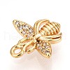 Brass Micro Pave Clear Cubic Zirconia Pendants KK-T075-19G-03-2