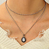 Teardrop Alloy Pave White Resin Pendant Double Layer Necklaces for Women FS-WG4C5DE-01-3