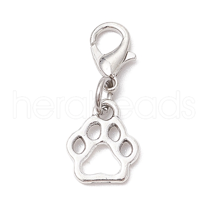 10Pcs Dog Paw Print Tibetan Style Alloy Pendant Decorations HJEW-JM02575-1