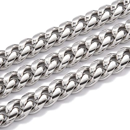 Tarnish Resistant 304 Stainless Steel Cuban Link Chain STAS-B019-02C-P-1