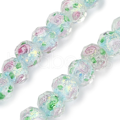 Handmade Foil Lampwork Beads Strands FOIL-S136-001G-1