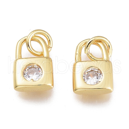 Brass Micro Pave Cubic Zirconia Charms KK-M206-32G-04-1
